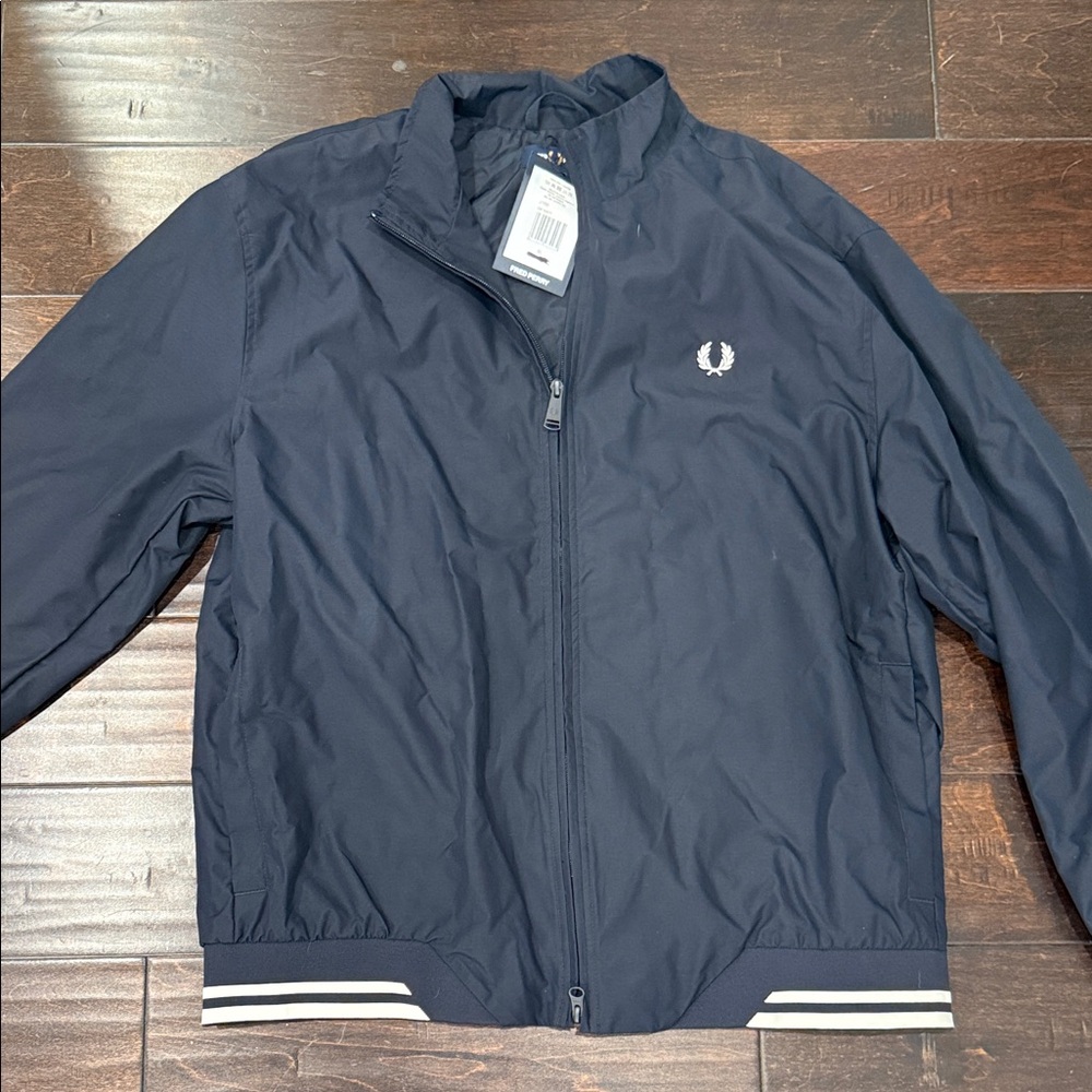 Fred Perry Navy Bomber Jacket with White Laurel